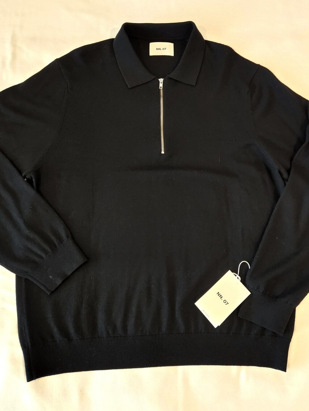 NN07 Sergio Quarter Zip Polo Wool Sweater Men's XXL Black No Nationality